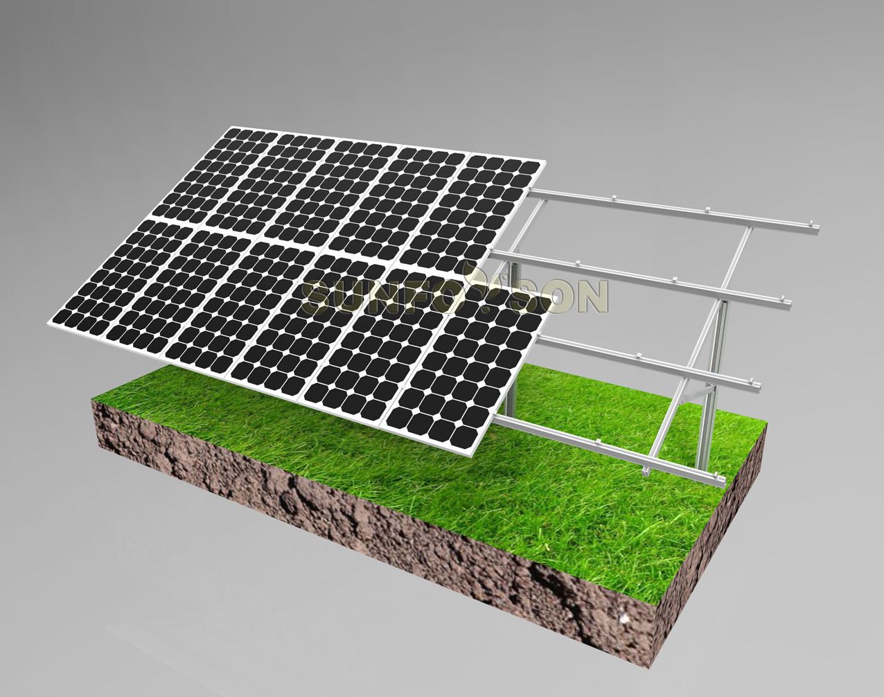 sunforson mặt trời bảng điều khiển mặt đất gắn kết hệ thống với đống hỗ trợ-- sfs-gm-04